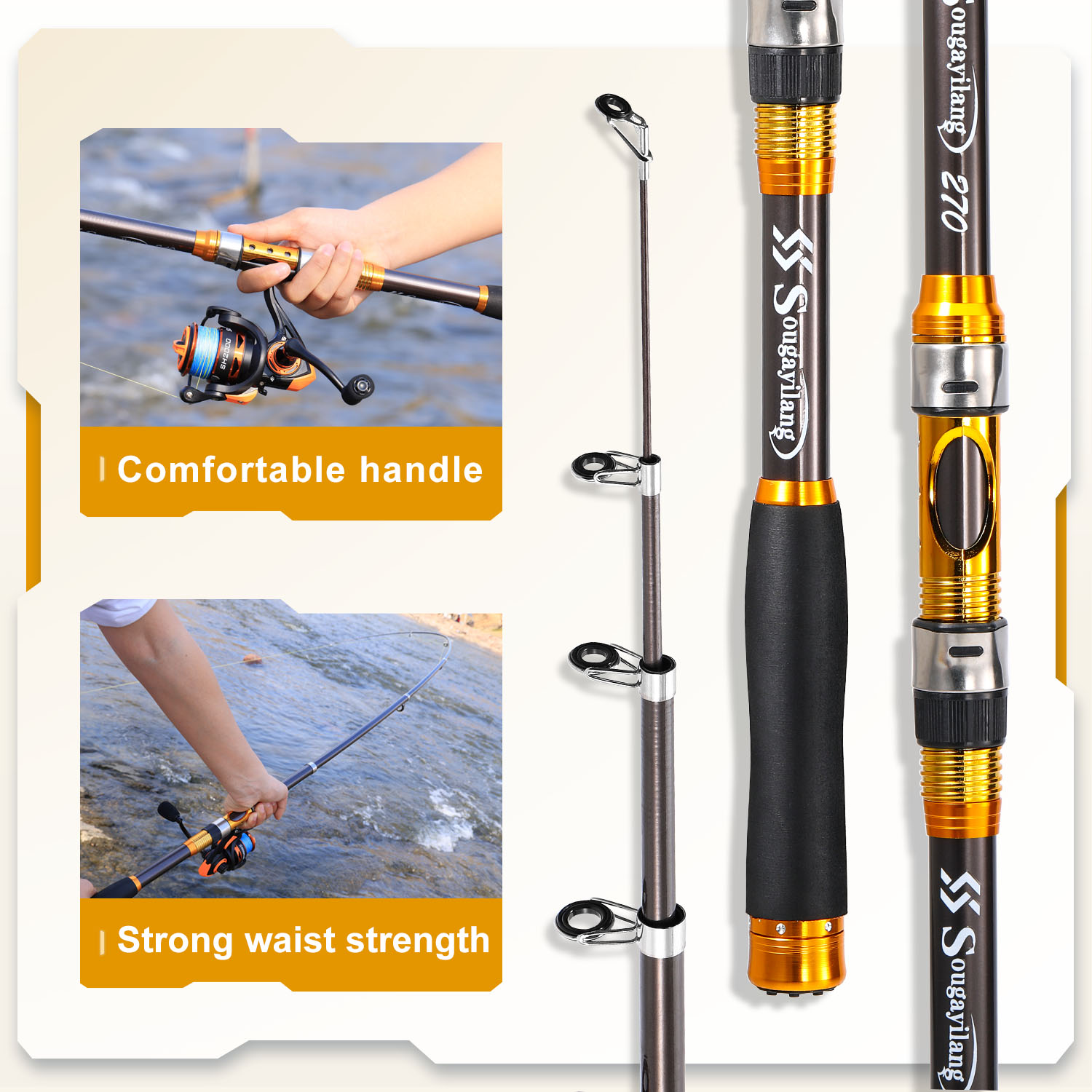 Vara de Pesca Sougayilang 2.1m - Fishing Rod Surf avaliação e preço