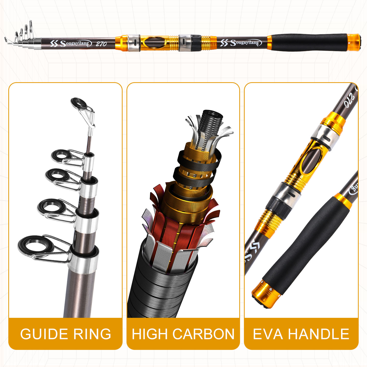 Vara de Pesca Sougayilang 2.1m - Fishing Rod Surf avaliação e preço