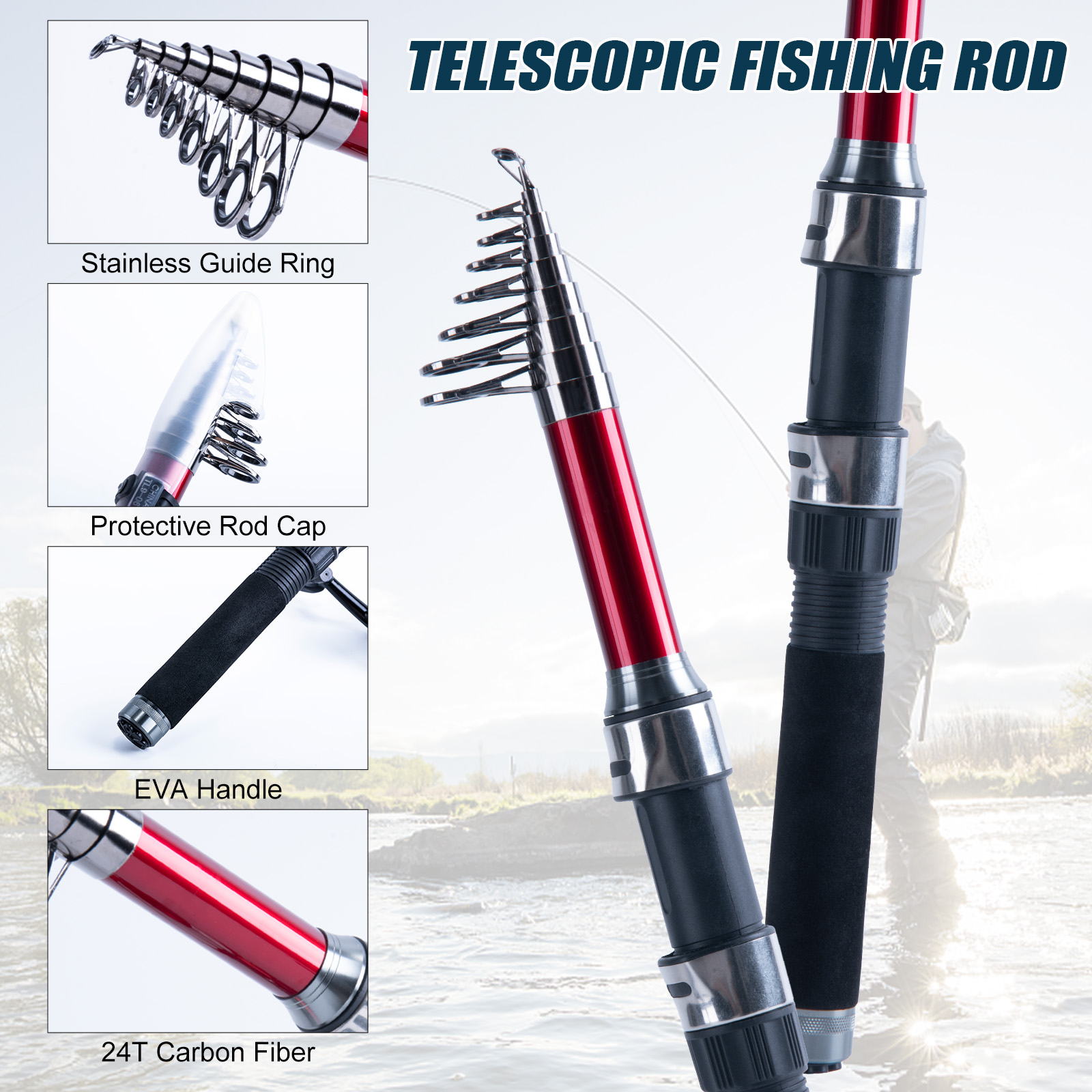 Conjunto de Vara de Pesca Tele - Fishing Rod Spinning avaliação e preço