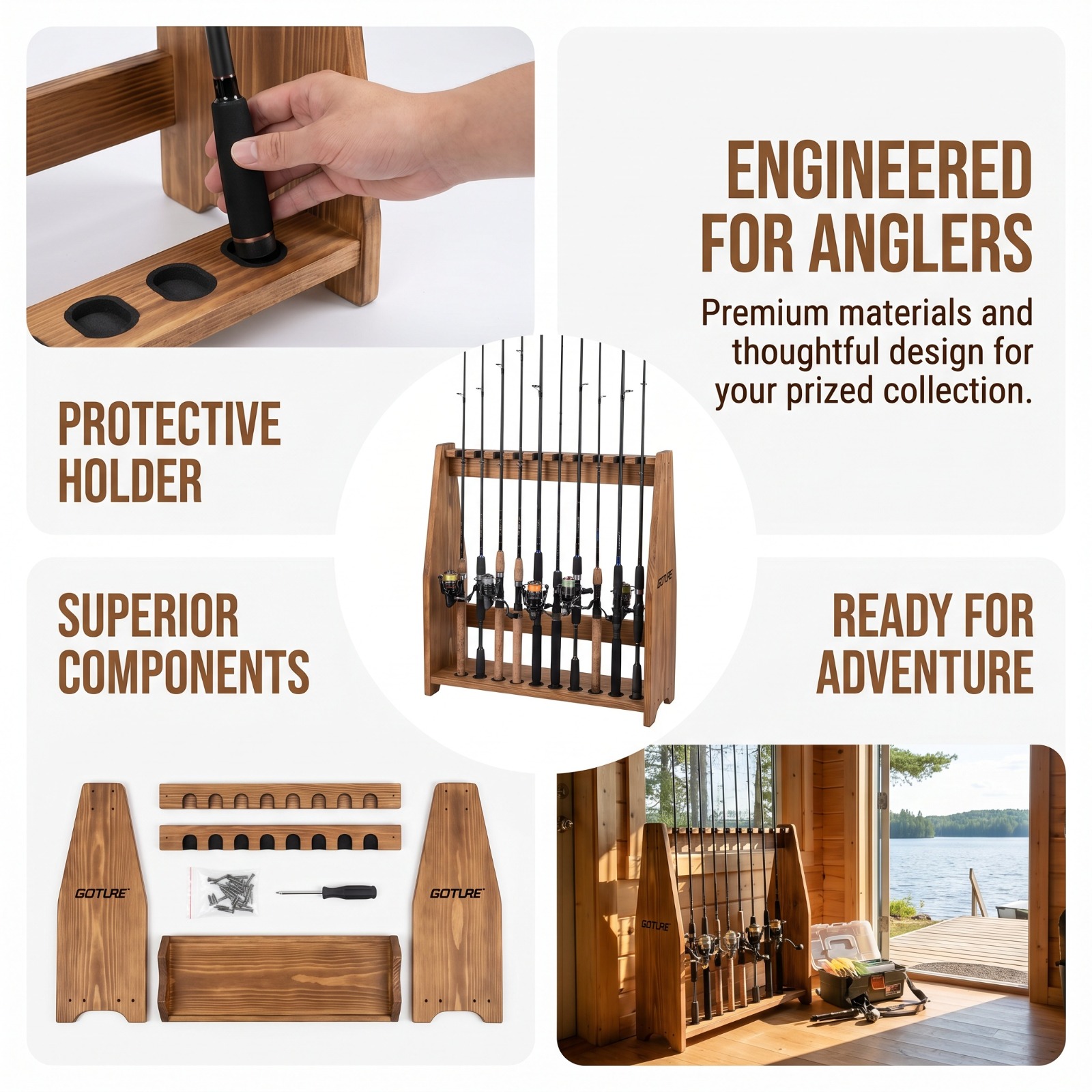 Suporte de Chão para Varas de  - Fishing Rod Rack avaliação e preço